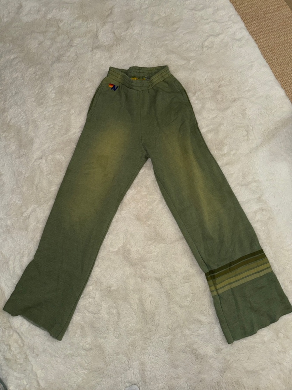 Aviator Nation Rugby Stitch Wide Leg pocket sweatpants size S